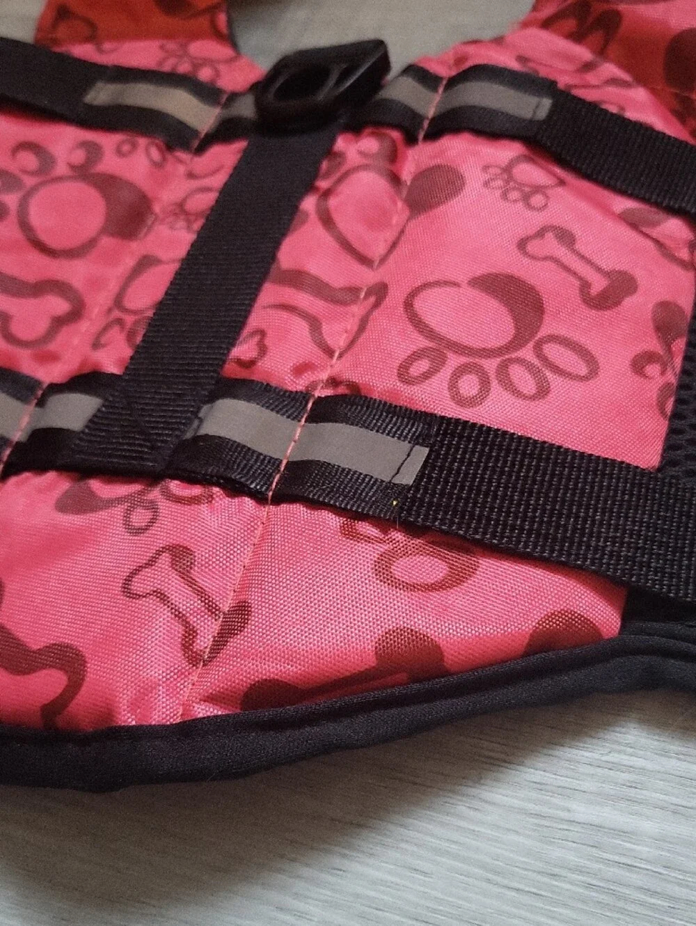 Pink Dog Life Jacket with Paw & Bone Pattern